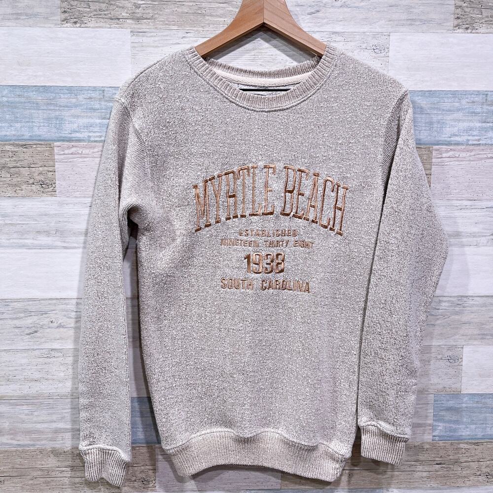 Myrtle Beach South Carolina Vintage 90s Logo Sweatshirt Beige Womens Small